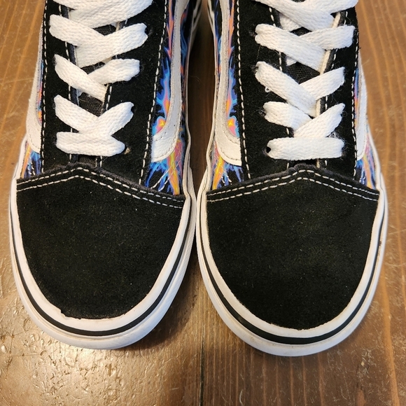 Vans Old Skool Electro Flames  Skateboarding Glow In Dark Sneakers Kids Size 2 - Picture 6 of 14